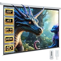 YODOLLA 120 inch Projector Screen Motorized,4:3 HD