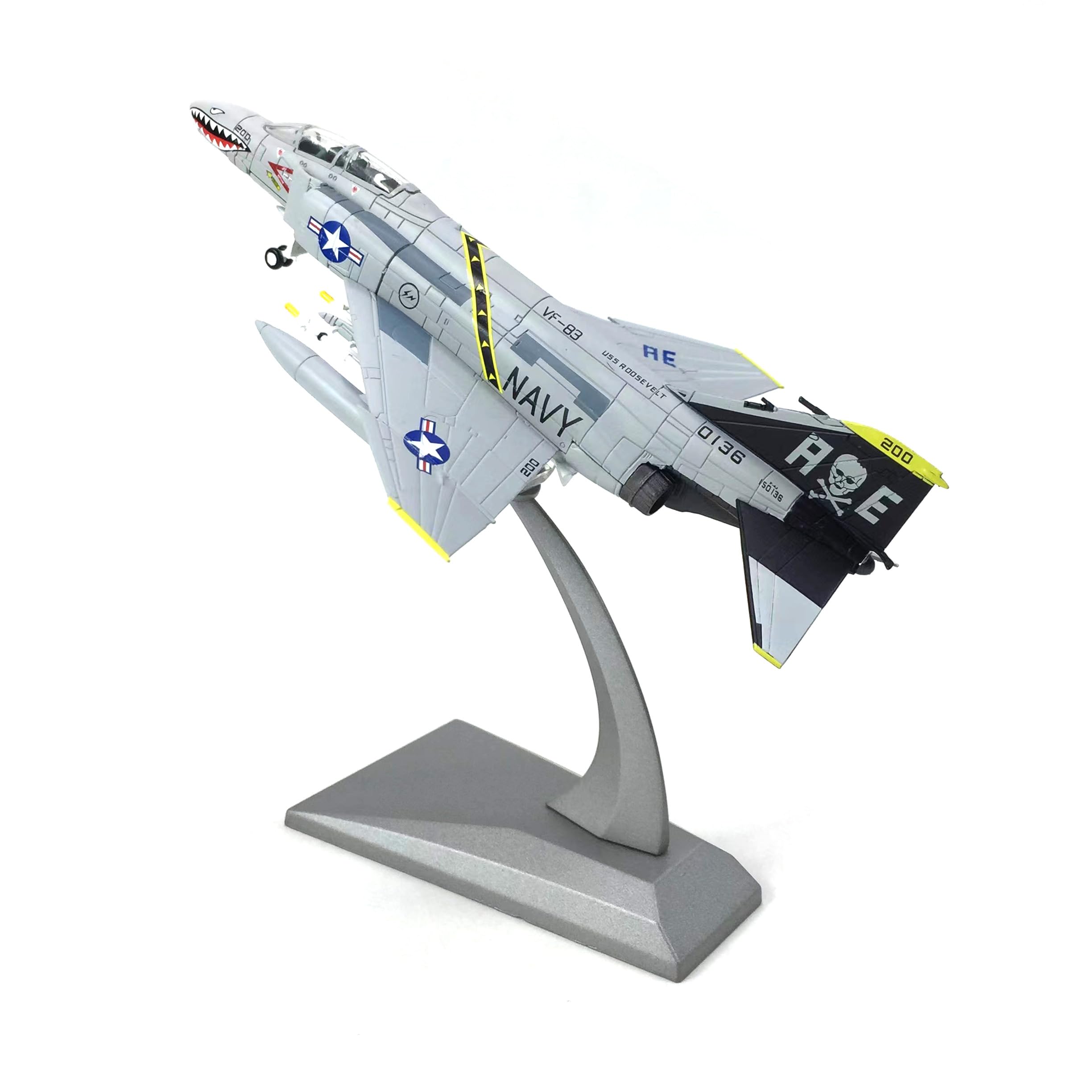 Enatuhter 1/100 F-4 Ghost Fighter PhantomⅡAttack Plane Bomber Pirate Flag US Carrier Warship Aircraft Model for Men