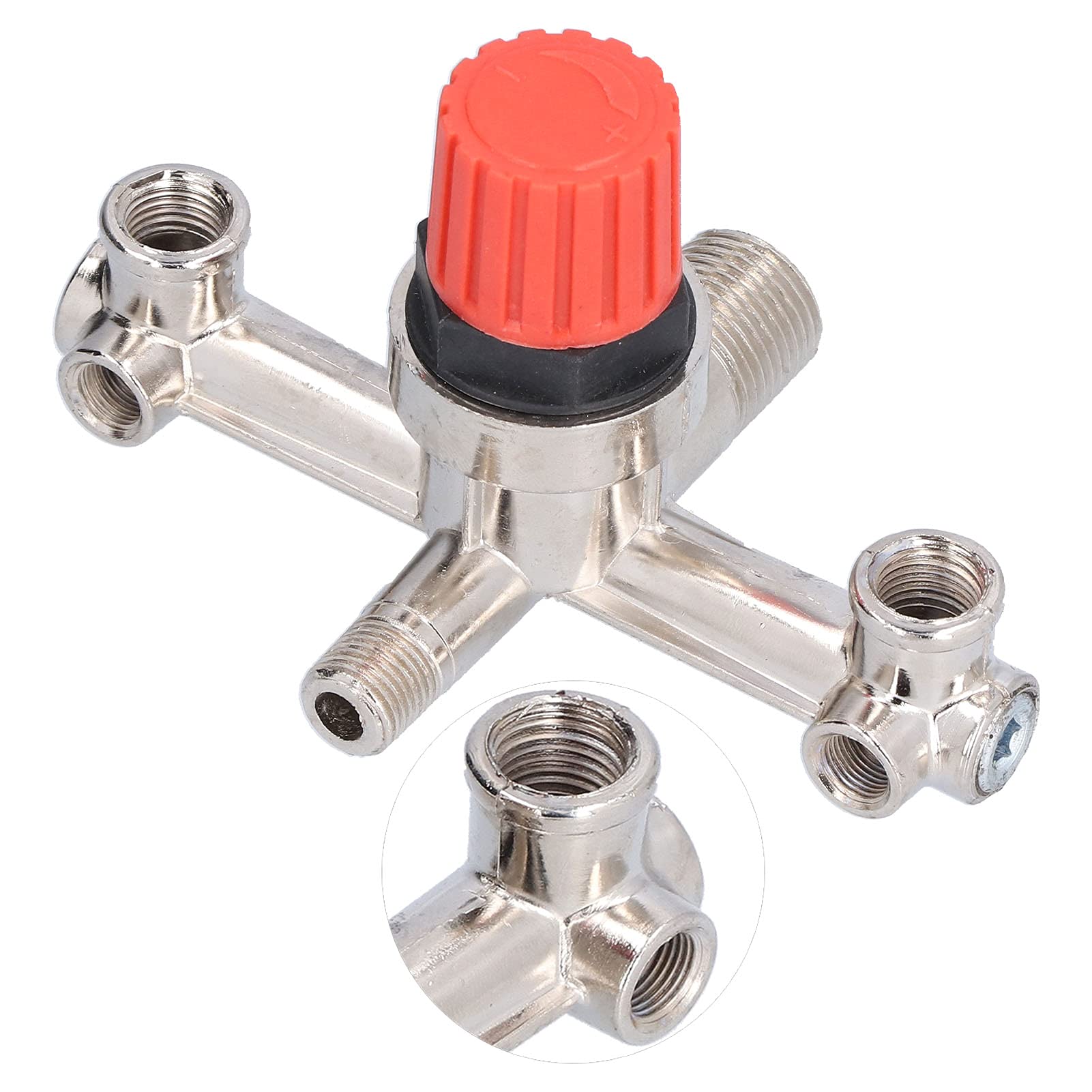 Air Compressor Switch Tube,Double Outlet Tube,Double Outlet Metal Valve Regulator Fitting Accessory with V-Shaped Ring,Air Compressor Manifold Parts Regulator