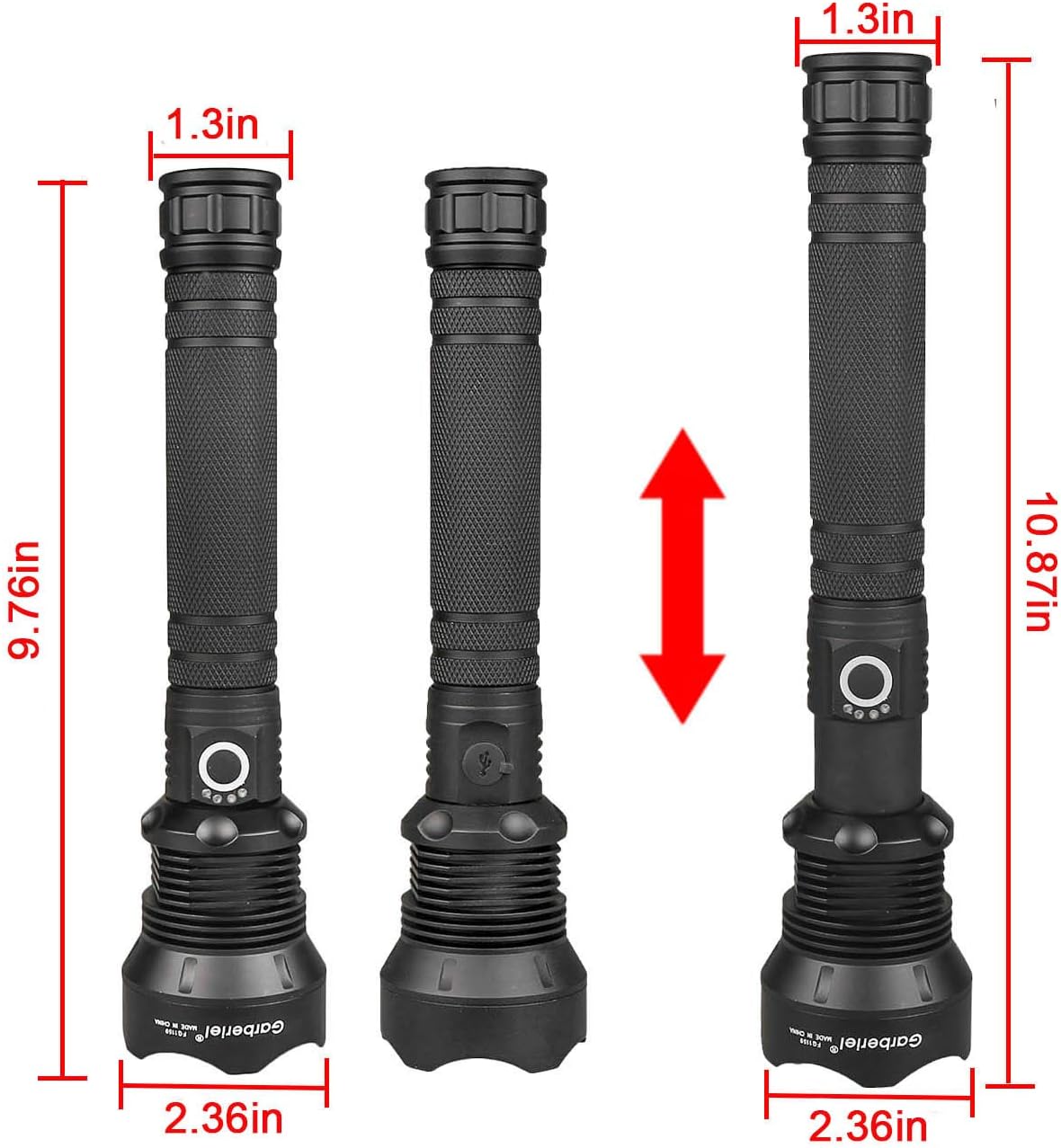 5000 High Lumens Flashlights Super Bright XHP70 LED Flashlight 3 Modes Rechargeable Torch Light with 18650 Battery and USB Cable - - 