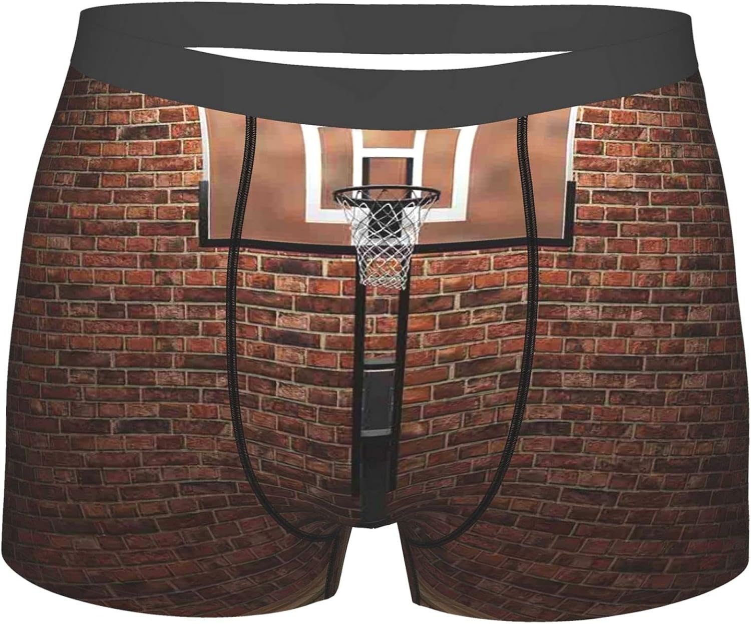 Men's Underwear,Brown Basketball Field Sports Print,Boxer Briefs