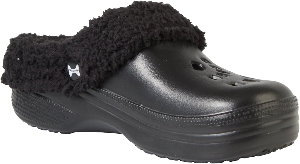 Amazon.com: DAWGS Hounds Women's Fleece Clogs Indoor Outdoor Fluffy Slippers (5-6 B(M) US, Black)