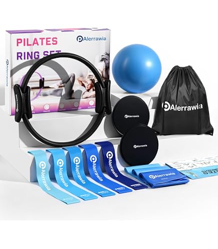 Kit Pilates Ring 5 Pièces – Anneau De Force, Ballon De Yoga, équipement Portable, Pour Femmes Et Débutants, Renforcement Du Corps