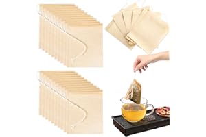 300PCS Empty Tea Bags for Loose Leaf Tea, 2.36 x 3.14in Unbleached Filter Bags with Cotton Drawstring Fillable Disposable Reu