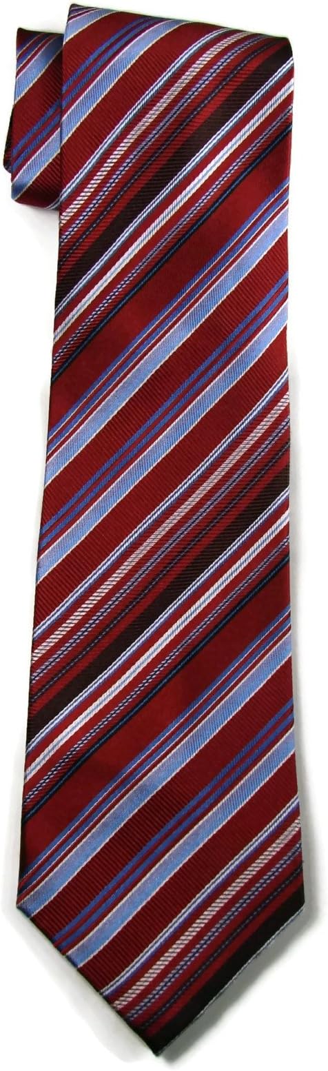 Daniel De Fasson Studio Men’s Handmade Stripe Silk Necktie, Red/Blue