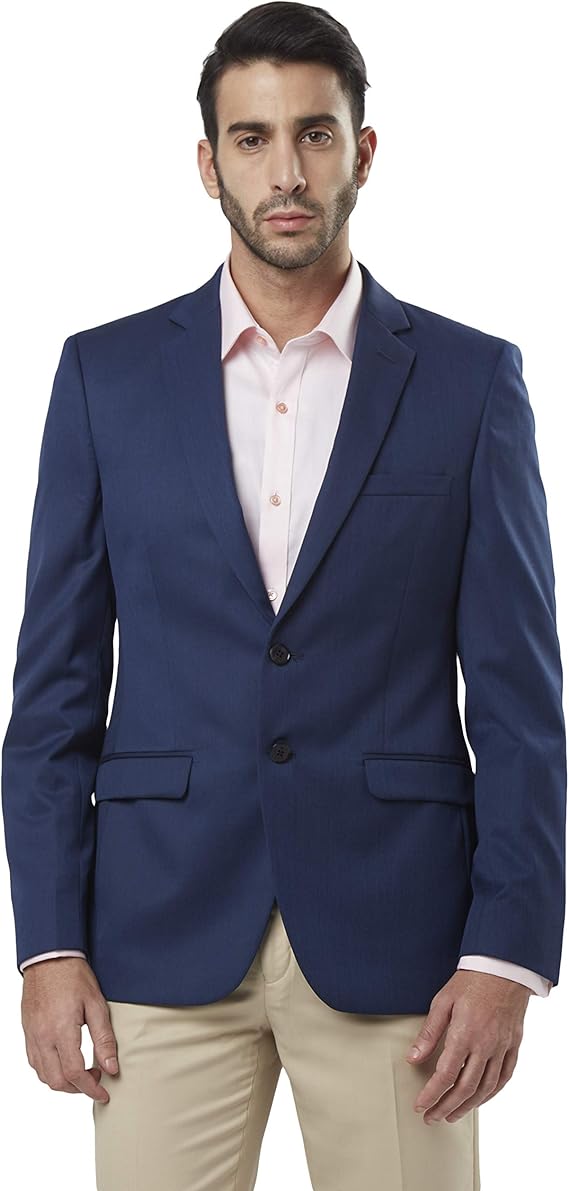 Buy Raymond Dark Blue Slim Fit Polyester Blend Blazer at Amazon.in