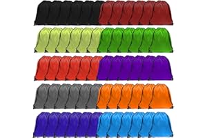 GOODTOU Drawstring Bags, Drawstring Backpack Nylon Backpack Draw String Bags Pack Bulk Cinch Sack Drawstring Gym Bag Drawstring Backpack for Sport, Traveling, Team (10 Colors, 60Pcs)