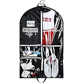 Blushtier Cheer Garment Bags for Cheerleading Uniform Waterproof Hanging Garment Bags for Dance Costumes 40 Inch Clothes Bag with 5 Pockets and Side Zip Travel Storage Cheer Uniform(Black,White)
