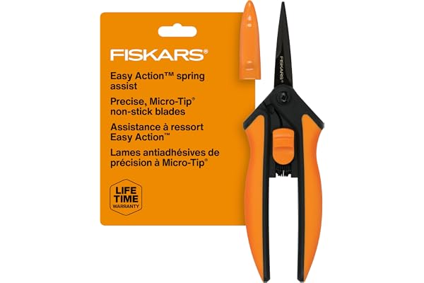 Fiskars 6" Pruning Scissors for Flowers, Buds, Weeds and Small Plants, Garden Snips with Resin Resistant Nonstick Stainless S