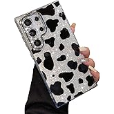YOUWUMA for Samsung Galaxy S25 Ultra Case Sparkle Bling Glitter Pretty Phone Case for Women Girls Aesthetic Design TPU Shockproof Protective Case (Cow)