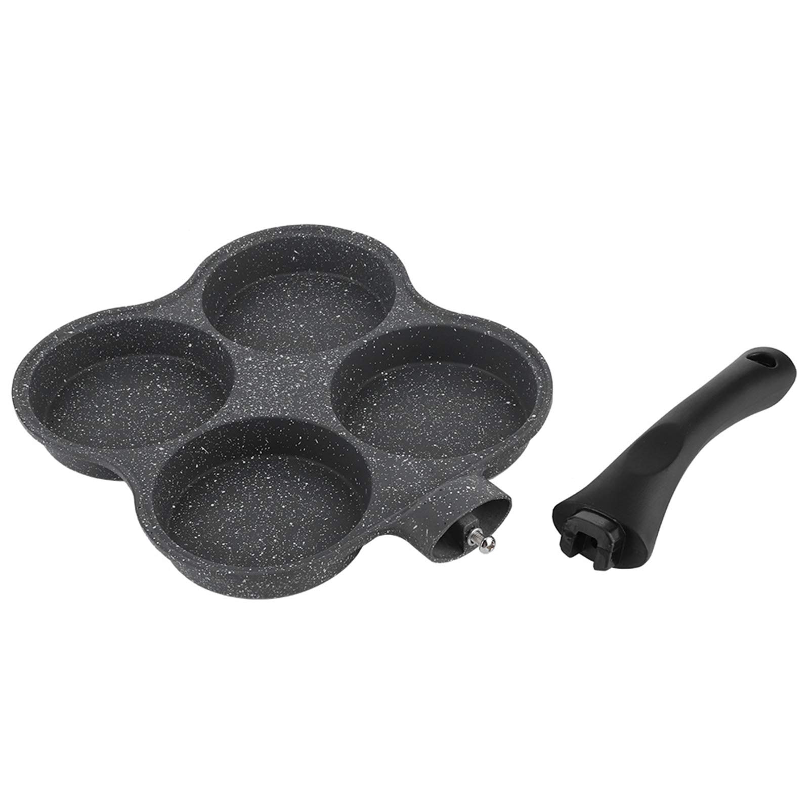 HERCHR Egg Omelette Pan,Kitchen 4 Egg Ring Omelette Maker Non Stick 4 Cup Egg Frying Pan with 4 Hole,Aluminium 4 Egg Mini Pancake Frying Pan,Poached Egg Pan Fried Eggs Cooking Pan for Gas Stove