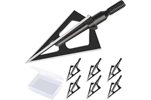 BOMBROOSTER Hunting Broadheads with 3 Fixed Blade 100 Grain Screw-in Archery Broadheads Compatible with Crossbows,Recurve and Compound Bows