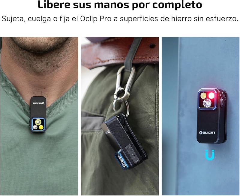 Lanterna Oclip Pro EDC Recarregável Clip de Bolso 500LM Compacta Conveniente USB C Ferramenta Portátil Magnética para Trabalho Noturno (Preto)