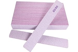 GIGAGROUND 80/80 Grit Nail Files, Emery Boards Nail File for Acrylic and Gel Nails, Coarse Nail File Double Sided 80 Grits Emory Professional Filers Reusable Washable Manicure Square Gray