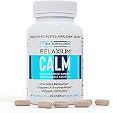 Relaxium Calm - Stress, Mood + Immune Support Supplement, Non-Habit Forming with Ashwagandha, 5-HTP & GABA, Mushroom Blend. Made in USA, 60 Capsules
