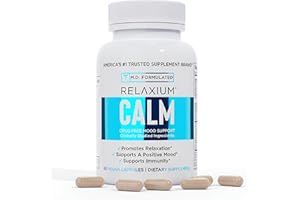 Relaxium Calm - Stress, Mood + Immune Support Supplement, Non-Habit Forming with Ashwagandha, 5-HTP & GABA, Mushroom Blend. Made in USA, 60 Capsules