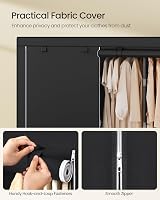 SONGMICS Clothes Wardrobe Portable Closet 5 Hanging Rails Shelves Black view 5