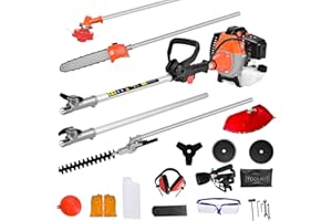 DatingDay 52cc 6 in 1 Gas Petrol Hedge Trimmer Brush Cutter Chainsaw Multifunctional for Garden