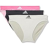 adidas Women's Seamless Bikini Underwear Multipack, Pink Snake/Heather Grey/Black, Large