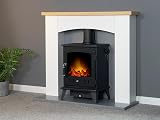 Adam Huxley Fireplace Suite White Grey Oak Black Aviemore Electric Stove 39 Inch view 2