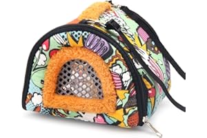 Catcan Hamster Carrier Bag, Portable Small Animal Hamster Travel Bag Breathable Mesh Door Guinea Pig Travel Case with Detachable Strap Zipper for Hamsters Chinchillas Squirrels