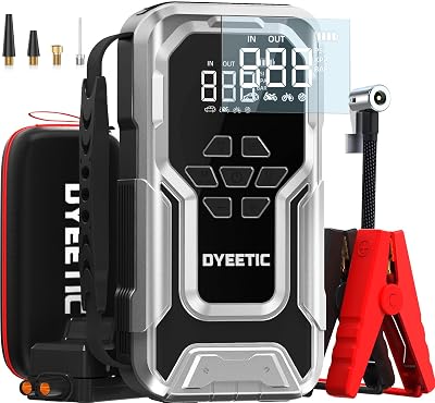Avviatore Batteria Auto 8000A con Compressore 150PSI, Booster Avviamento per 12V Auto/Motor (All GAS e 12.0L Diesel), Jump Starter Power Bank Avviatore Emergenza con Torcia, Cavi di Avviamento
