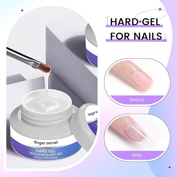 CLEAR & PINK HARD GEL FOR NAILS 120G BUILDER GEL NAIL KIT R FOR NAIL EXTENSION AND STRENGTHENING FOR HOME USE OR SALON
