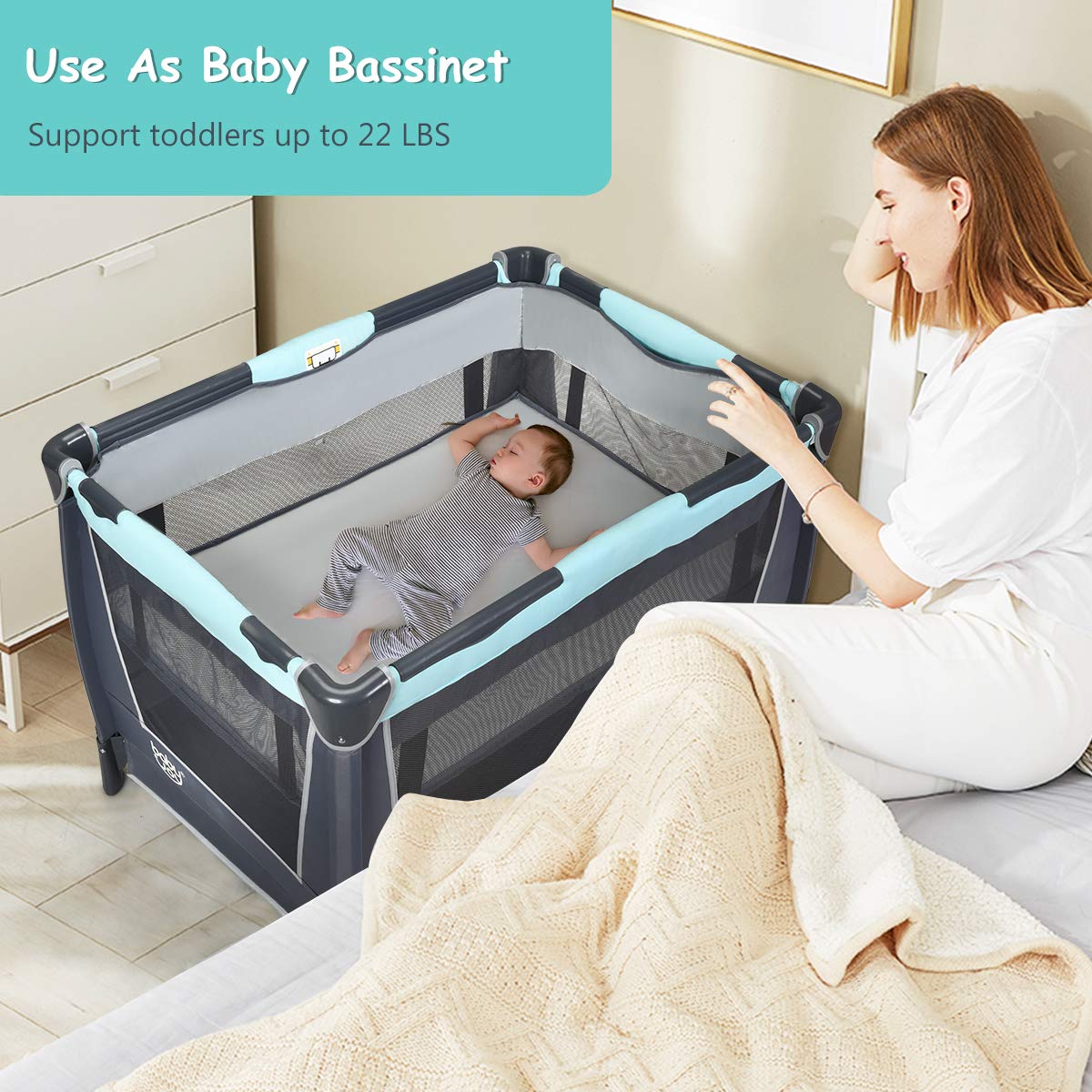 baby joy portable baby bed