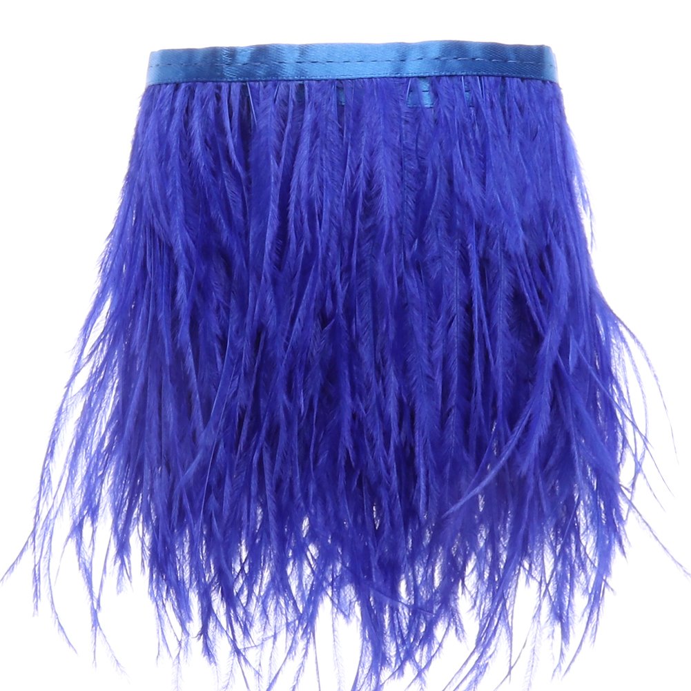 2 Yards Ostrich Feathers Fringe Trims - for Dress Sewing Crafts Costumes Decoration (Sapphire)