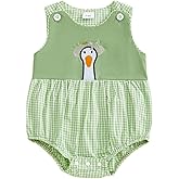 Aiwpstoin Newborn Baby Girl Bubble Romper Cute Embroidery Sleeveless Plaid Bodysuit Overalls Clothes