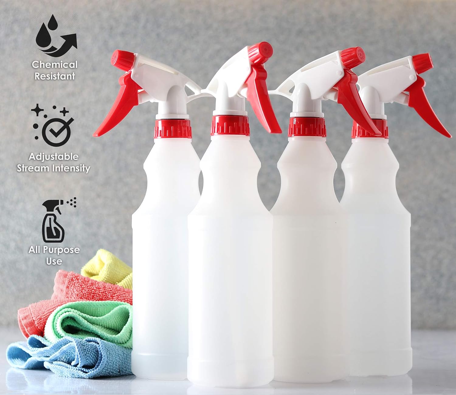 DilaBee Empty Spray Bottles, 4 Pack 500ML Refillable Spray Bottle, Leak Proof Durable water spray bottle, Trigger Sprayer with Mist & Stream - Image 5