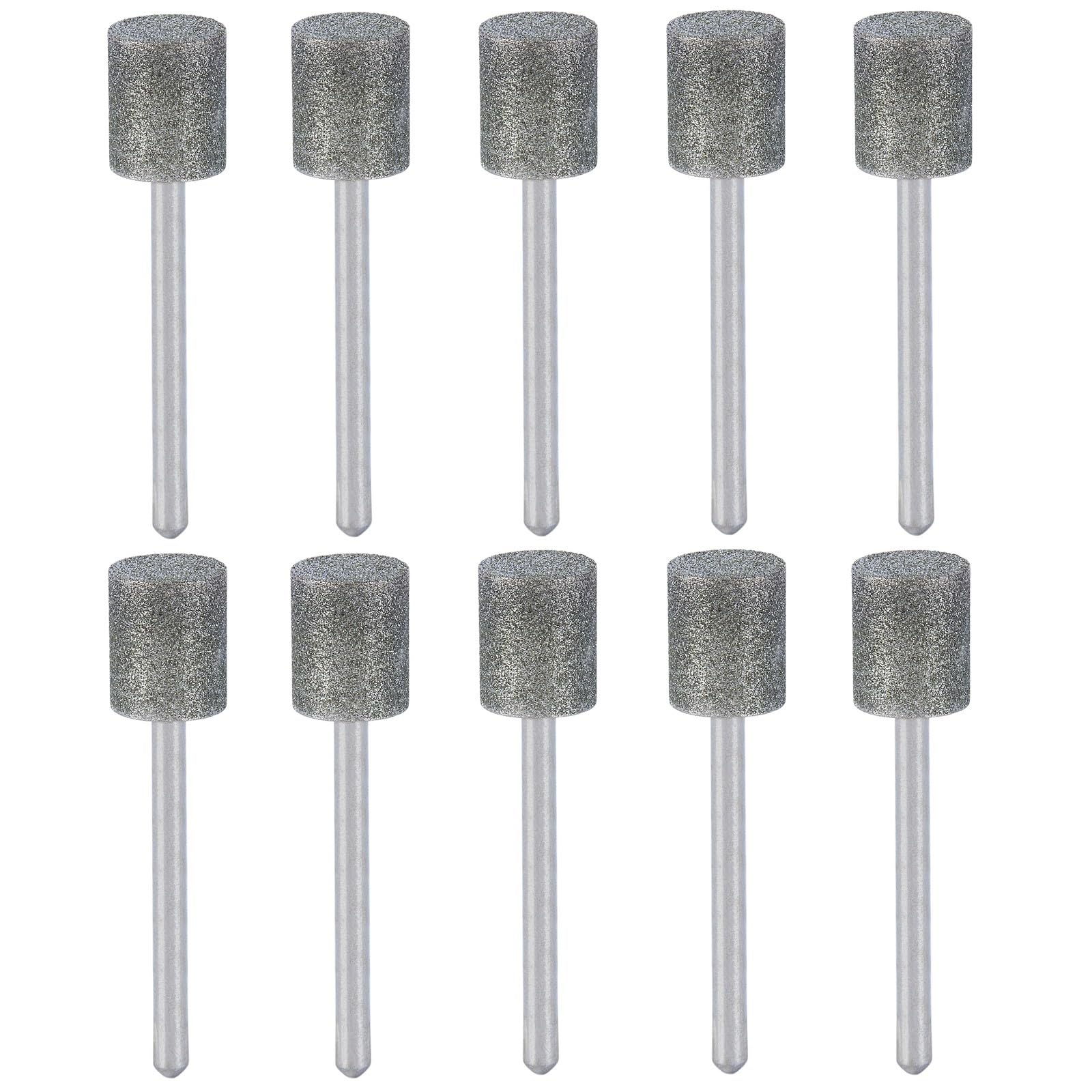 CYLBAQ Diamond Grinding Burr Set, Diamond Burr Bits for Dremel Rotary Tool Accessories, 10PCS 150 Grit Grinding Bits with 1/8 Inch Shank for Stone Ceramic Glass Carving, Grinding, Polishing, Engraving