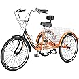 Slsy Adult Tricycles 7 Speed, Adult Trikes 20/24/26 inch 3 Wheel Bikes, Three-Wheeled Bicycles Cruise Trike with Shopping Basket for Seniors, Women, Men.