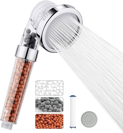 Ibergrif High Pressure Shower Head with Filter 3-Stage UK Hard Water