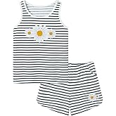 Cozchique Girls Tank Top Pajamas – Size 6 8 10 12 14 16 18 Summer Shorts Stripe PJS Set Big Kids Clothes for Tween/Teens