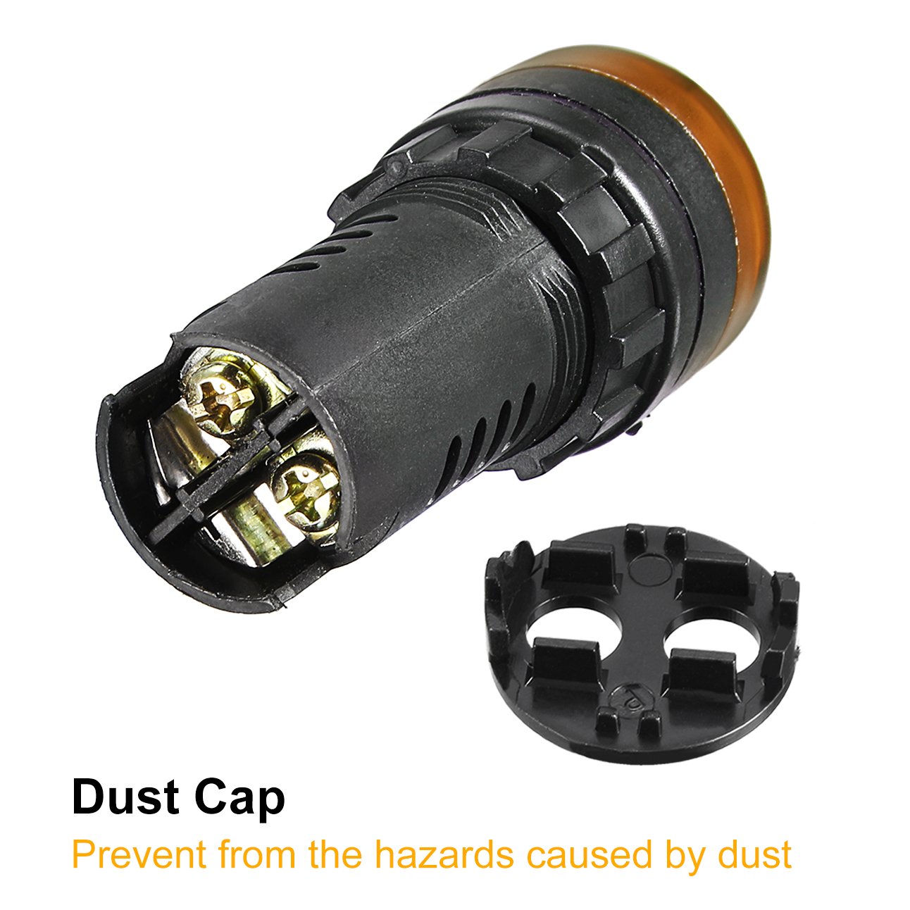 sourcing map 3Pcs Yellow Indicator Light with Buzzer AC/DC 12V, 22mm Panel Mount Flashing Alarm - Image 5