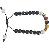 CharmsOfTheWorld Handmade Bracelet from Medellin - Colombia Flag Colors - Cat's eye gemstone and steel beads - Sliding Knot