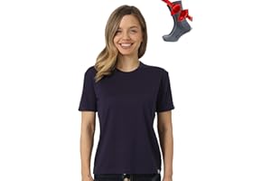 Merino.tech Merino Wool T Shirt Women - 100% Merino Wool Base Layer Women Short Sleeve Tee with Hiking Socks