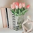 Puransen Clear Book Flower Vase - Floral Bookshelf Decor, Acrylic Flower Holder & Space-Saving Organizer, Modern Home Office/Study Desk Minimalist Aesthetic (Not Including Flowers)