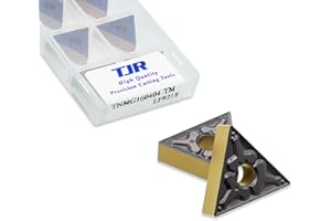 TJR® 10pcs TNMG Indexable Carbide Lathe Inserts of CNC Lathes and standart Lathes for Stainless Steel, Steel, Cast Iron and Other Metal Machining (TNMG160404-TM LF9218)