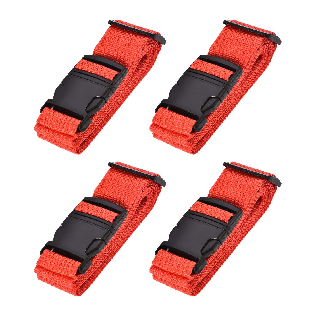 sourcing map Luggage Straps Suitcase Belts with Buckle Label, 2Mx5cm Adjustable PP Travel Bag Packing Accessories, Red 4Pcs