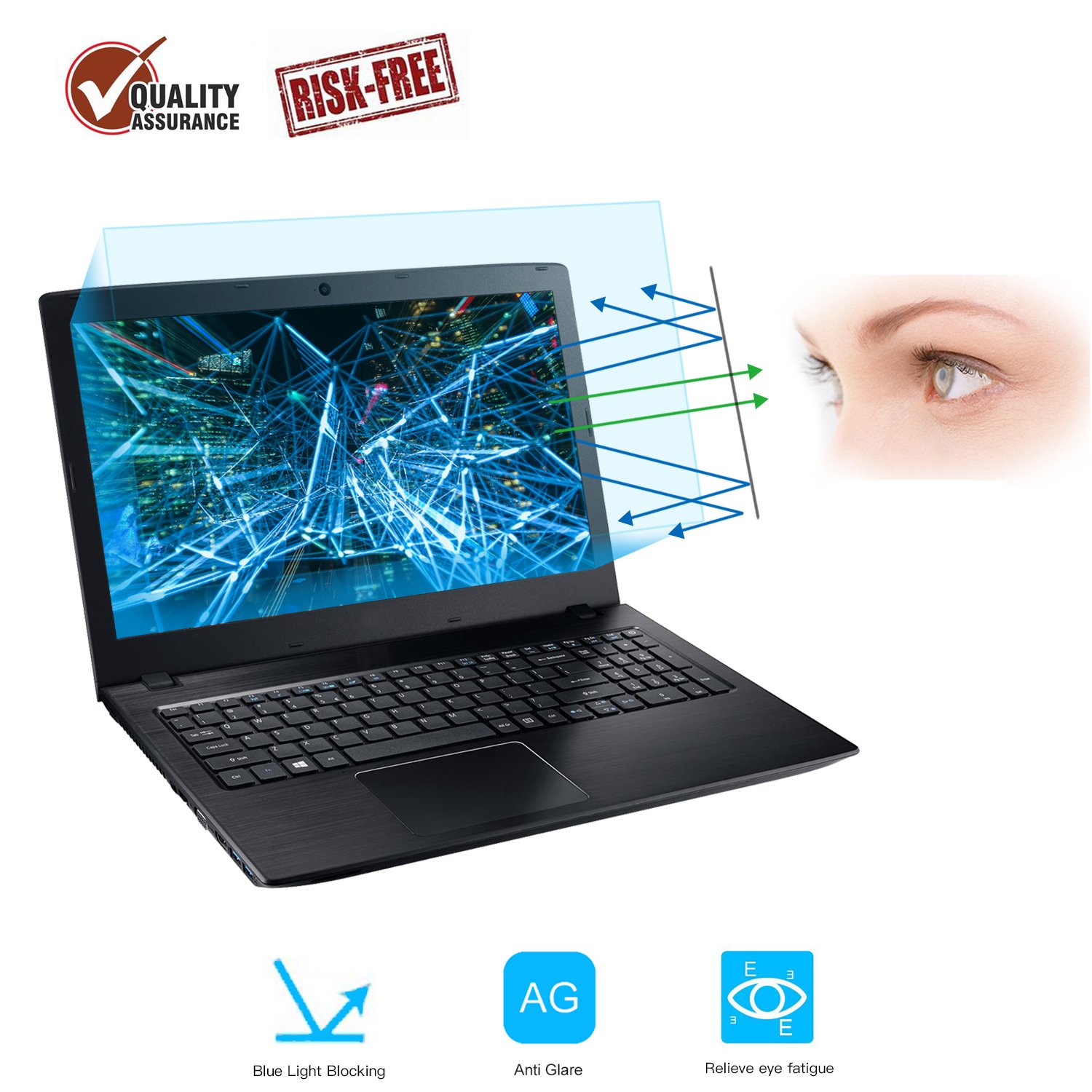 Laptop Screen ProtectorBlue Light & Anti Glare Filter, For 15.6