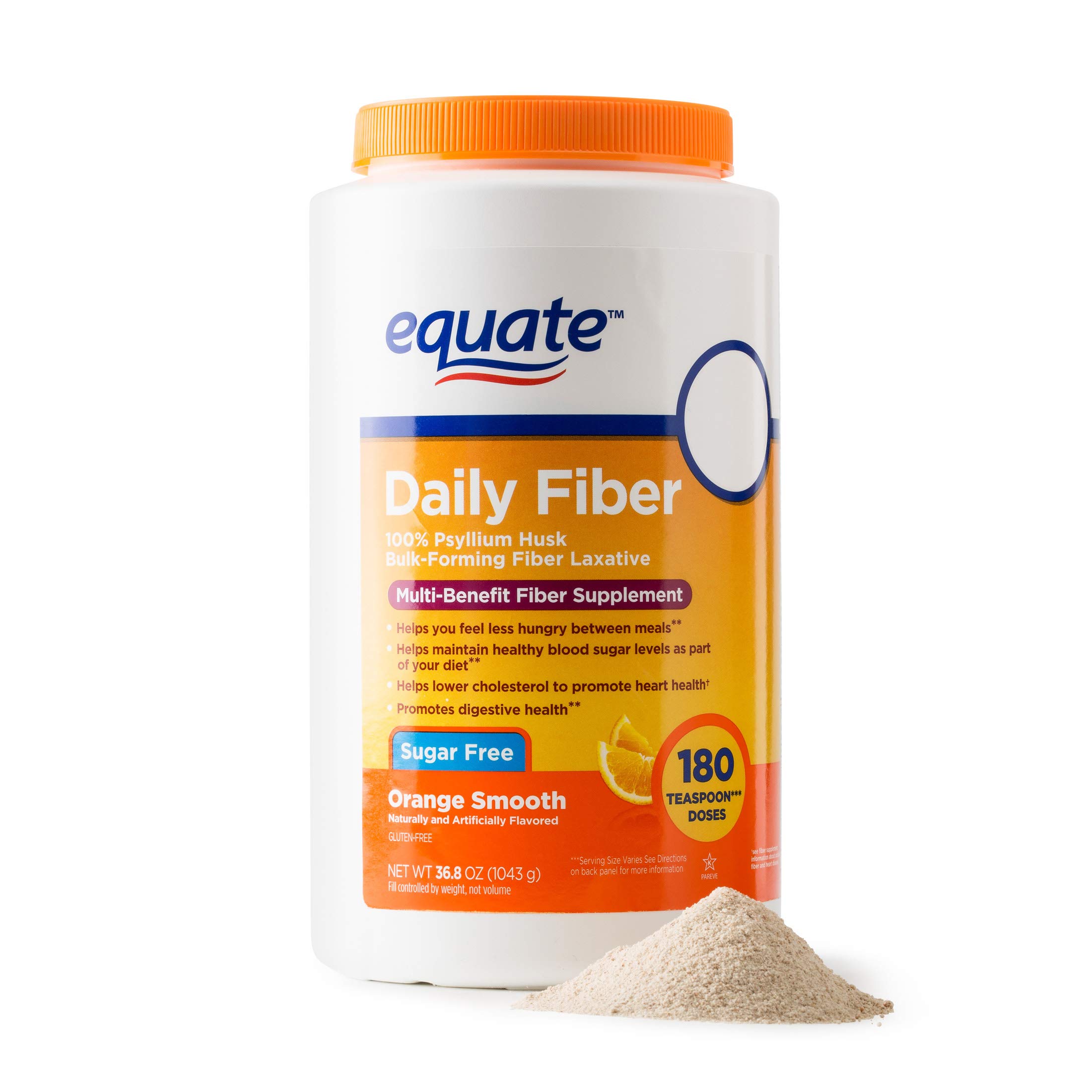 Equate Fiber Therapy, Smooth Texture, Orange Flavor, Powder, 36.8 oz