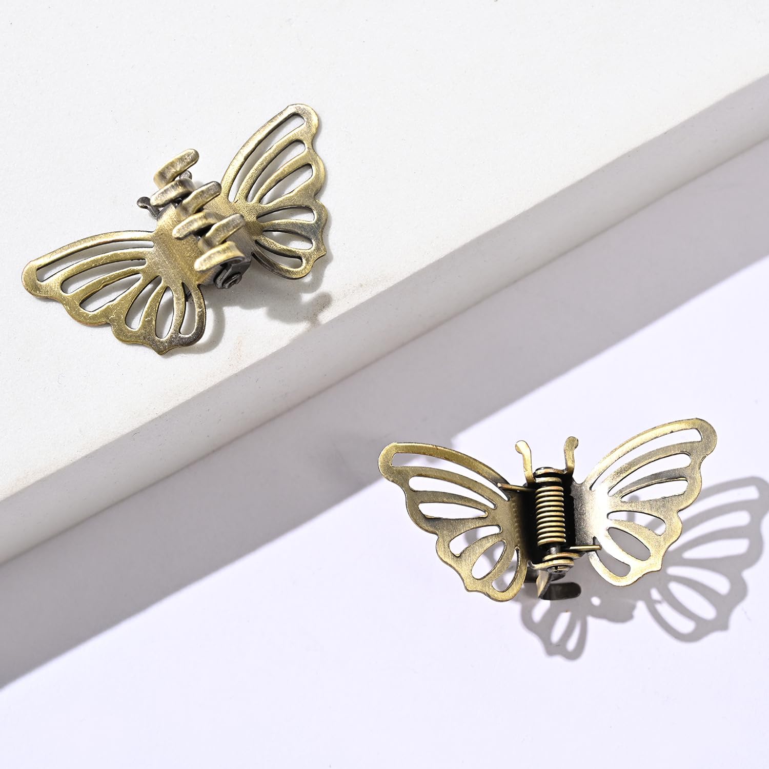 Pack of 10 Butterfly Hair Clips, Mini Hair Clips, Metal Hair Clips, Non-Slip Hair Clip, Non-Slip Handle, Small Jaw Clips for Girls and Women, Bronze
