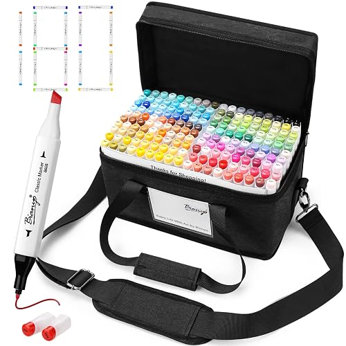 Bianyo 180 Colors Alcohol Markers Set, Dual Tip Fine & Chisel Art ...