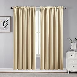 CUCRAF Light Beige Blackout Curtains 72 inch Length