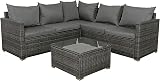 Panana 5 Seater Rattan Garden Corner Sofa Set with Coffee Table Grey