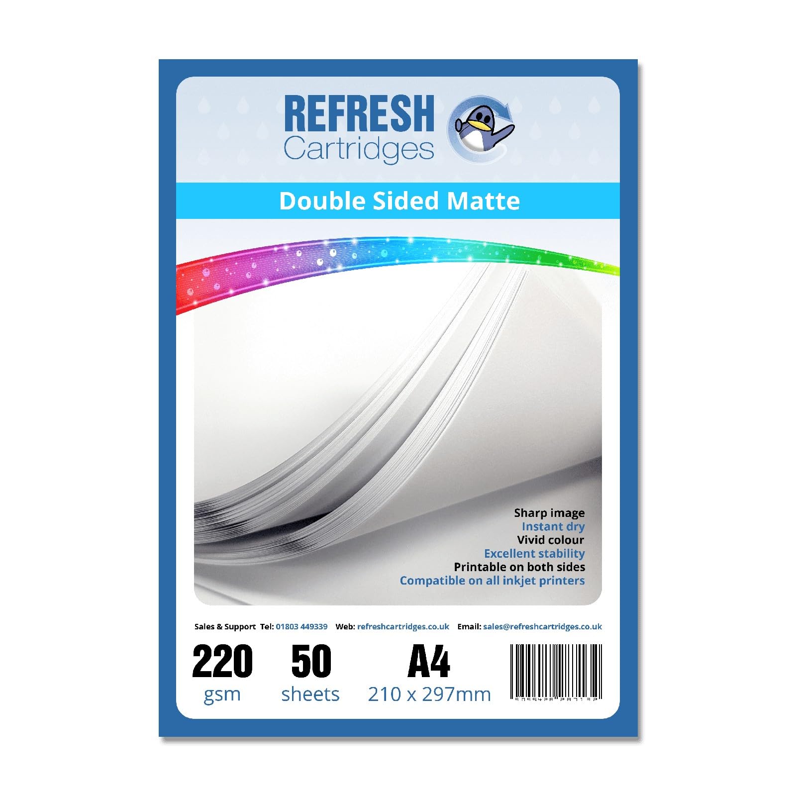 Refresh Cartridges Duo Matte/Double Sided A4 Professional Inkjet Photo Paper 220gsm - 50 Sheets