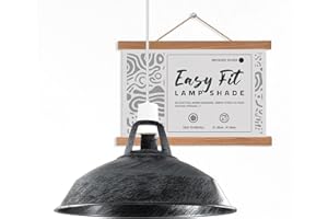 Brushed Silver Industrial Metal Lamp Shade 30cm Easy Fit Retro Ceiling Light Shade for E26 Bulb Base Modern Farmhouse Dome La