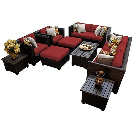 Amazon Com Tk Classics 12 Piece Barbados 12d Outdoor Wicker Patio Furniture Set Cilantro Garden Outdoor